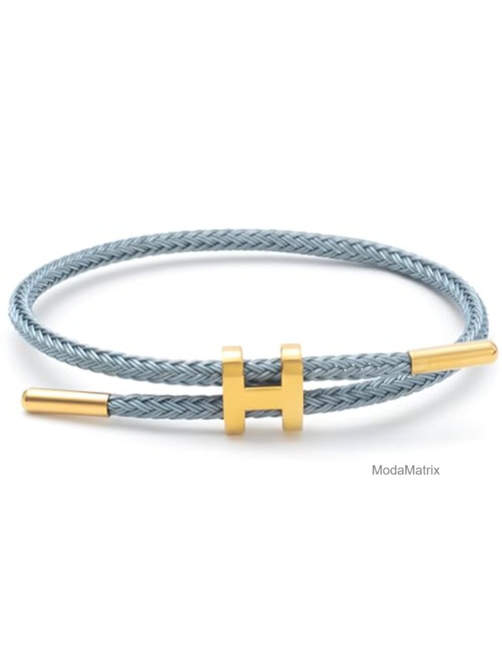 H Shape Buckle Gold-plated Titanium Steel Link Bracelet Adjustable 9in